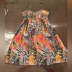Bar III Multicolor Pixel-Print Mini Dress - Black, Pink, Orange, Turquoise